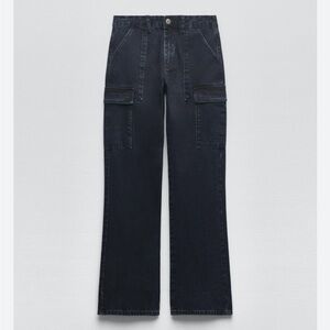Zara Women's Dark Blue Cargo Jeans